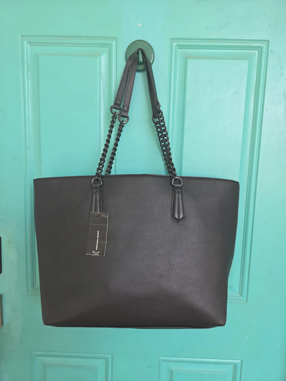 Everyday Black Chain-Handle Tote Bag